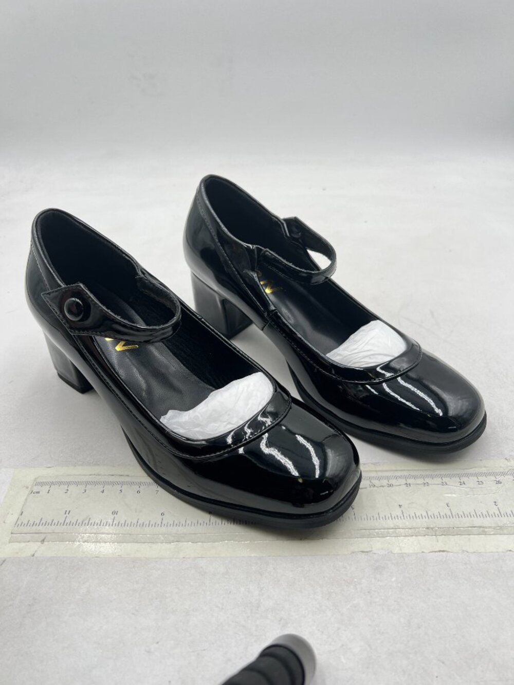 YDN Black Square Toe Mary Jane Pumps Slip On Chunky Heels Comfort Shoes - Picture 4 of 8